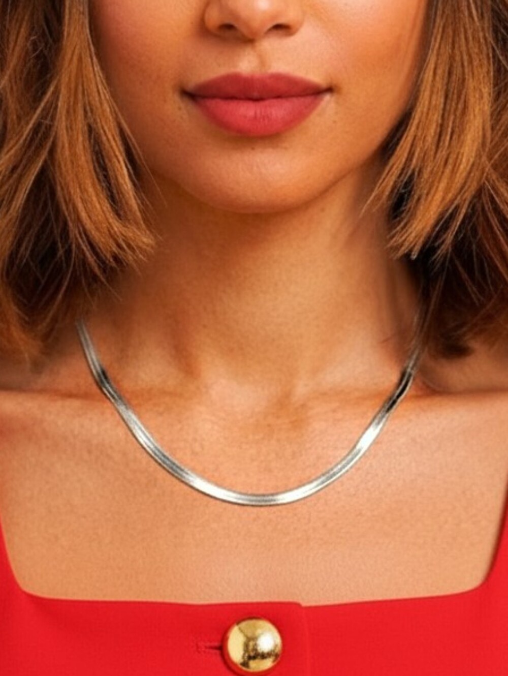 Snake Chain Choker Necklace 18K White Gold on Titanium